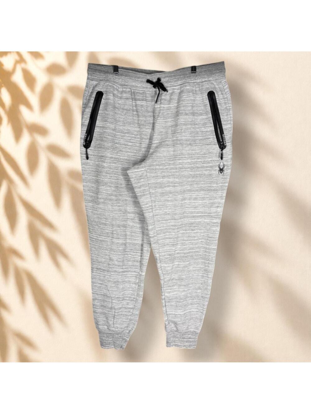 Spyder Activewear Track Pants Men XL Gray Drawstring Tapered Pockets Running
